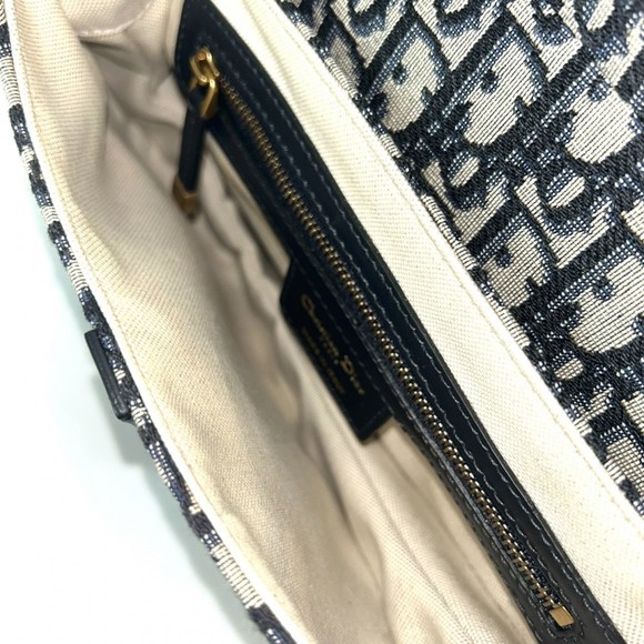 Christian Dior Trotter Saddle Bag Leather Navy - Picture 4 of 9